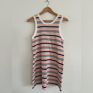 Rhythm Pink  Navy Striped Y2K Inspired Sleeveless Mini Dress 100% Cotton